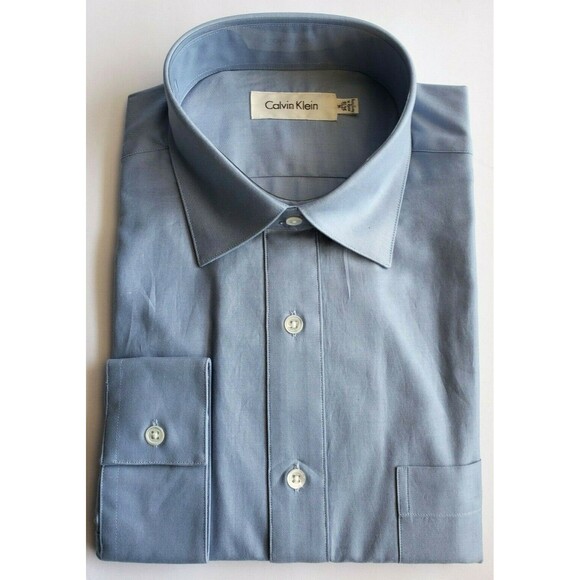 Calvin Klein Designer's Men's Long Sleeve Blue Dress Shirt 16"  34" x 35" NEW - Picture 2 of 11